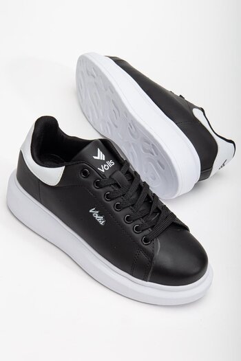 Dilimler Ayakkabı Unisex Sports Shoes Black High Sole Lightweight Synthetic Leather
