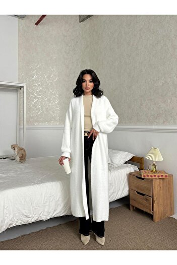 Serica Moda Cardigan lung cu barbă albă