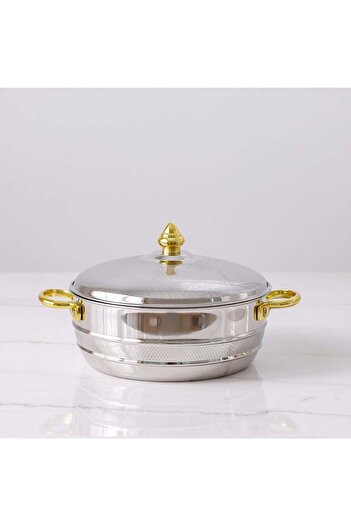 Danube Home Nomaris 2500ml Gold Etched Hot Pot – Luxury Durable Casserole for Dining & Special Events
