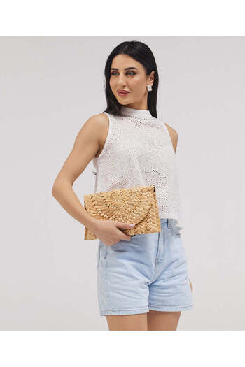 Zigzag High Neck Sleeveless Cutlon Top