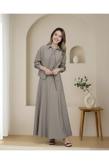 Modamorfo Women's Belted Shirt Dress - Mink