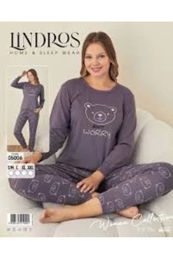 BOYRAZ Lindros 05006 Reported Fleece Fabric Long Sleeve Pajama Set