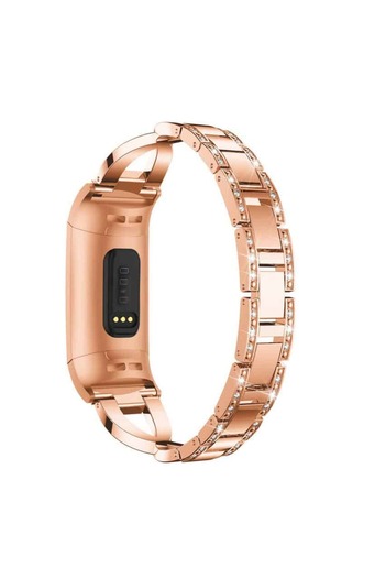 Edman luxury metal bracelet strap for Fitbit Charge 3, Rose Pink
