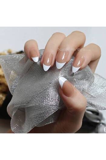 KESNUP Set of 24 false nails press ON almond glossy French Dark Nude