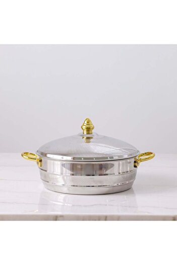 Danube Home Nomaris 4500ml Gold Etched Hot Pot – Premium, Durable, Elegant Casserole for Festive Meals