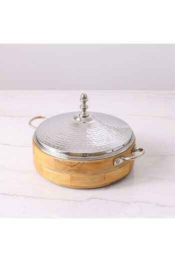Danube Home Nomaris 4500ml Hot Pot – Shiny Polished & Walnut Finish, Durable Luxury Casserole Dish