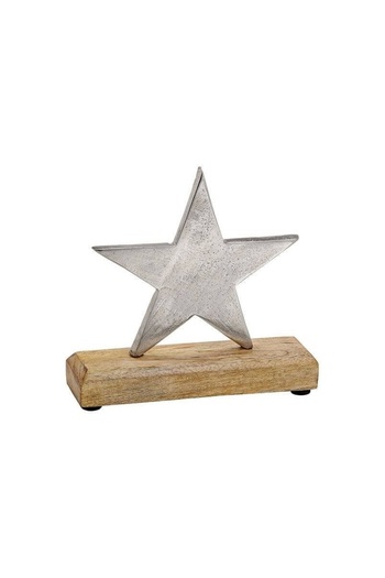 Boltze Metal star decoration, mango wood, silver, 18x17x5cm