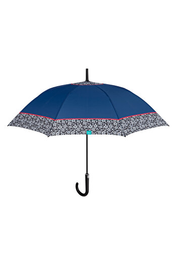 Perletti Blue automatic rain umbrella with wide embroidery