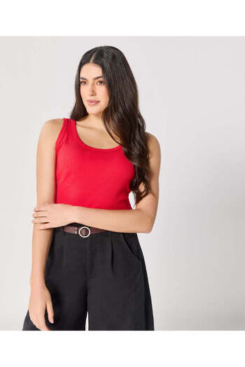 Zigzag Red Rib Cami Top
