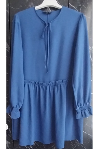 Dagü Design Women's Blue Double Suit with Ruffled Sleeves