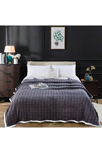 OEM Fluffy blanket for double bed, made of artificial rabbit fur, practical, velvety texture, BL