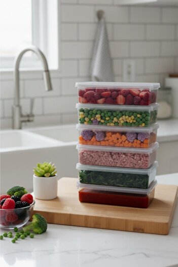 EWs 6-Piece Deep Storage Container with Lid Refrigerator Organizer 1.5 Lt