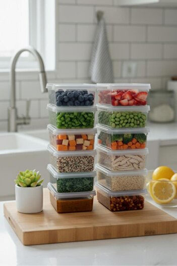 EWs 12-Piece Deep Storage Container with Lid Refrigerator Organizer 1.5 Lt
