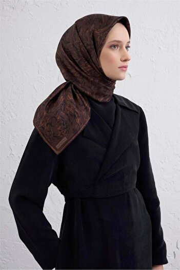 Armine Φουλάρι Sura Pure Silk 9431 - 80 Καφέ Μικτό σχέδιο