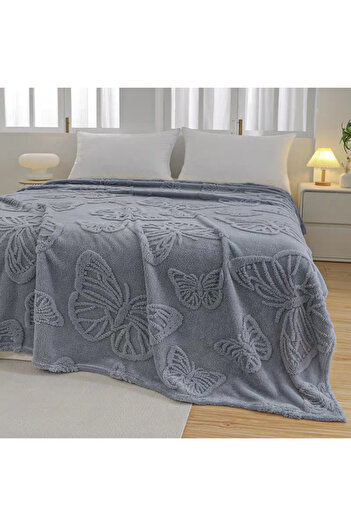 OEM Cocolino double bed blanket, embossed butterfly pattern, practical, soft and velvety texture, 61246