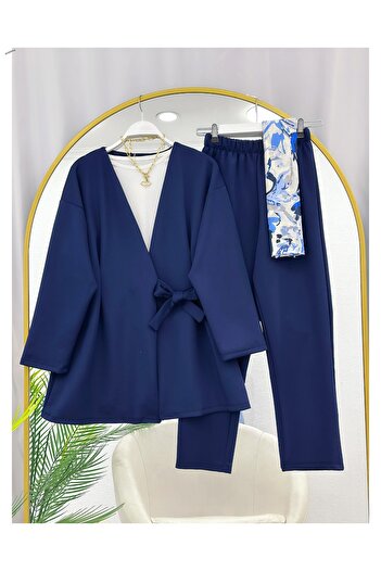 YEDİLALE Front-Fastening Puff Scuba Fabric Double Pants Suit (Excluding Underwear and Shawl)