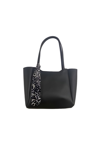 Kontis Women's Leopard Scarf Shopper Hand and Shoulder Bag with Zipper and Snap Closure