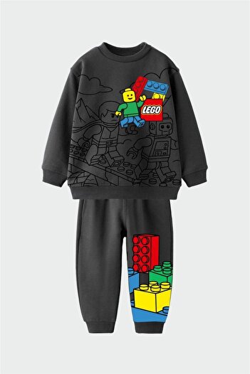 KidsSel New Season Boys' Printed Model Cotton Fabric Top and Bottom Set
