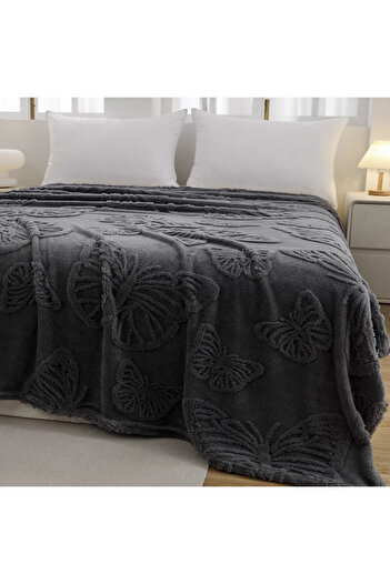 OEM Cocolino double bed blanket, embossed butterfly pattern, practical, soft and velvety texture, 61246