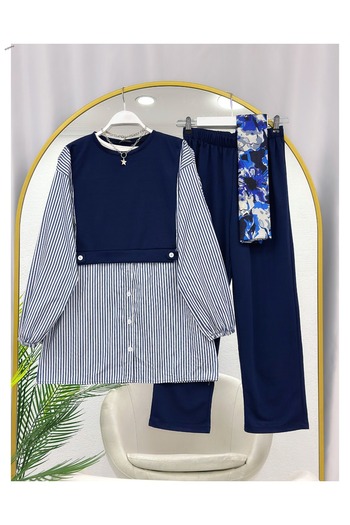 YEDİLALE Shirt Detail Tunic Pants Double Set