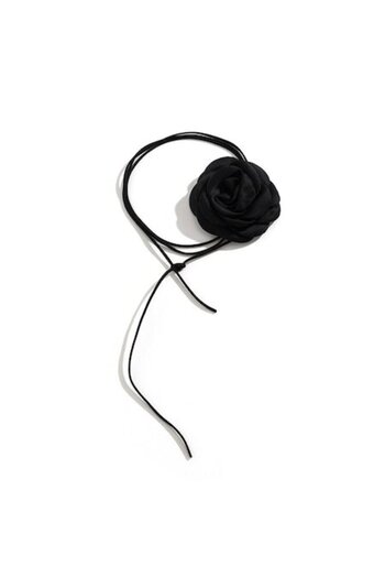 OEM Choker Necklace, Black with Flower & Cord