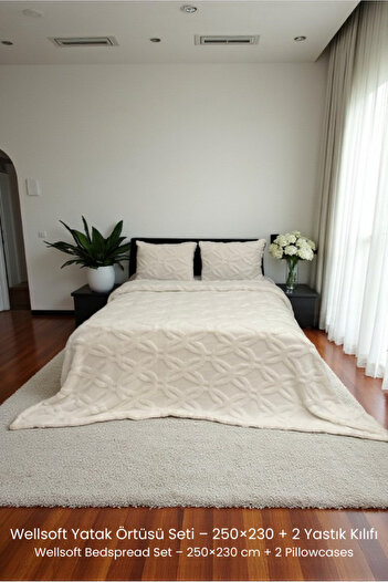 VESSİNOHOME Orion Series Wellsoft Double Bedspread Set 230×250 + 2 Pillowcases Blanket