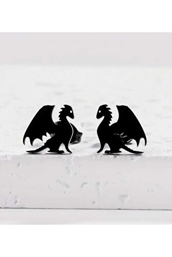 sarıyer silver Dragon Model Black Color Steel Screw Nail Style Suitable for Daily Use Steel Earrings