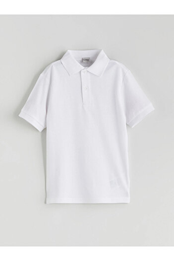 LC Waikiki Lcw Kids White Polo Neck Short Sleeve Basic Boys' T-Shirt