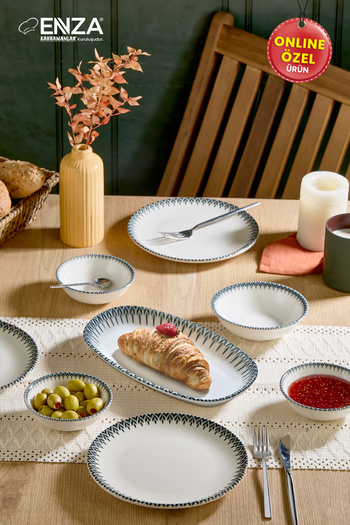 Enza Defne Porcelain Breakfast Set 14 Pieces