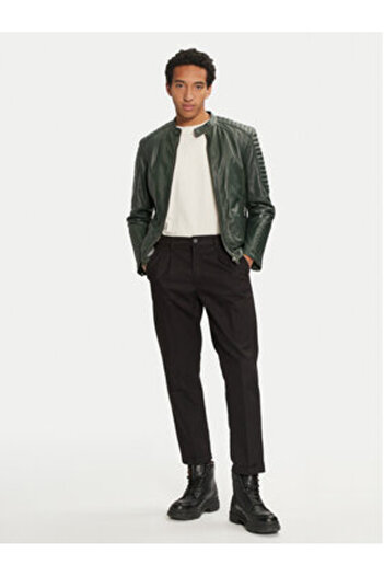 Serge Pariente Men's Leather jacket LEMAN 2 Green