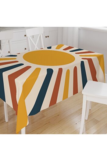 Else Dekor Colorful Forest Trees Patterned Digital Printing Suede Fabric Kitchen Tablecloth