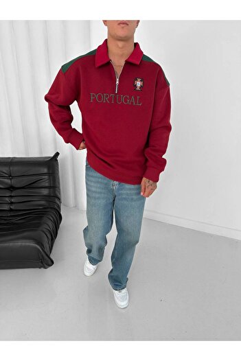 SENTİNEL WEAR Premium Sweatshirt with Half Zipper Embroidery