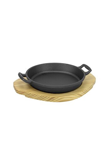 Raki Cast iron tray with wooden support 20xh3.4cm