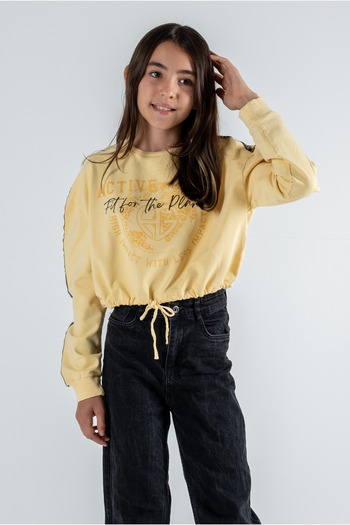 Kyron Girl's Printed Drawstring Waist Long Sleeve Sweatshirt