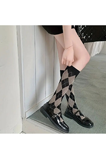TChic Below Knee Socks with Diamond Pattern