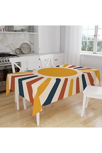 Else Dekor Colorful Forest Trees Patterned Digital Printing Suede Fabric Kitchen Tablecloth