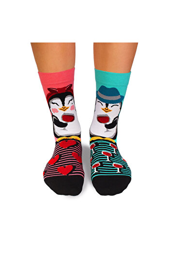 Pirin Hill Penguin Love Coral cotton socks