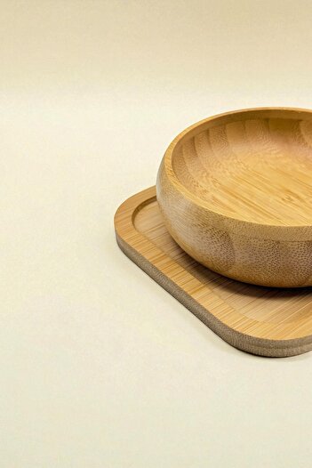 Kitchen Way Bamboo Round Snack Bowl Set with 3 Trays Kw-447