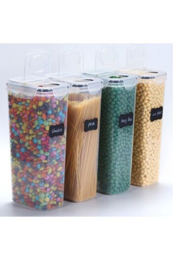 Danube Home Kitchen Essentials 4-Piece Canister Set with Chalk Labels – Airtight Pantry Storage Jars