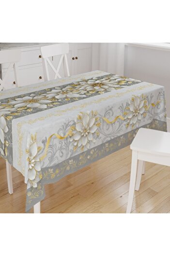Else Dekor Modern Floral Pattern Digital Printing Suede Fabric Kitchen Tablecloth
