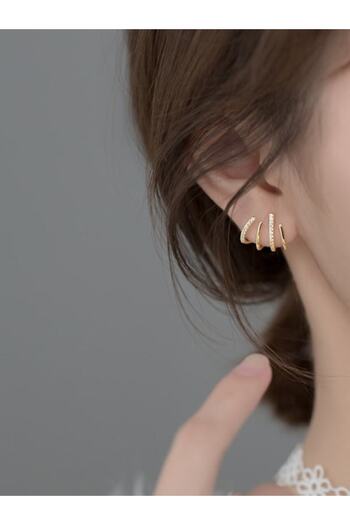 Hinari Abstract Design Gold-Plated 925 Sterling Silver Earrings