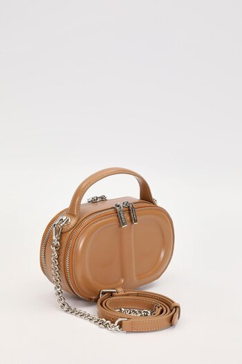 Levidor Brown Double Zipper Handbag