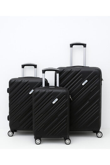 ASFAR Set of 3 Travel Luggage with Combination Lock|360° Rotable Wheels- Black