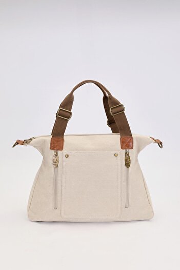 Levidor Khaki Double Zipper Fabric Strap Handbag