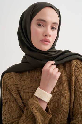 carell Geometric Pattern Liora Cotton Shawl Khaki