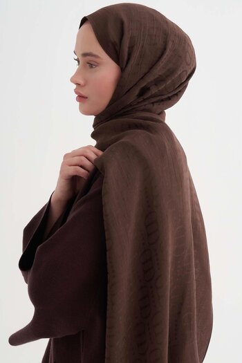 carell Luxe Desen Liora Cotton Shawl Bitter Brown