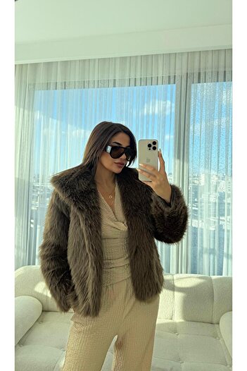 Daves Coffee Shawl Collar Women's Coat Comfortable Fit Premium Quality Fur with Inner Lining