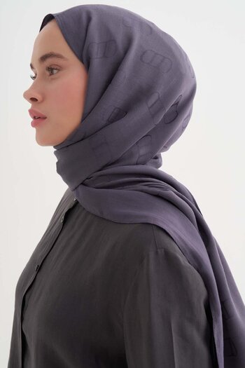 carell Monogram Pattern Liora Cotton Shawl Smoked