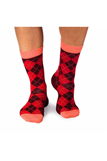 Pirin Hill Sosete bambus COMFORT FEET Argyle Bordeaux Red