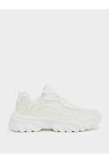 Styli Plain Chunky Lace-Up Sneakers with Back Pull Tab